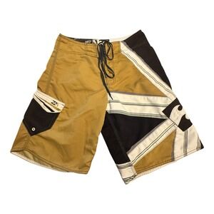 VTG Billabong Andy Irons Board Shorts Men 32 Red Rising Sun Tan Black Swim Y2K